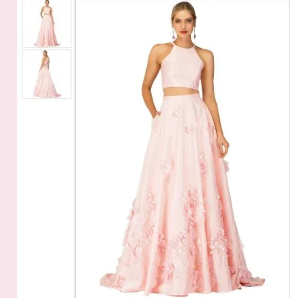 open lace back dress Cecilia Couture 2251 Prom Dress - Silver main image 1